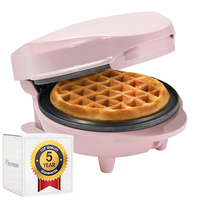 Bestron AMW500P Mini-Waffeleisen in Retro-Rosa