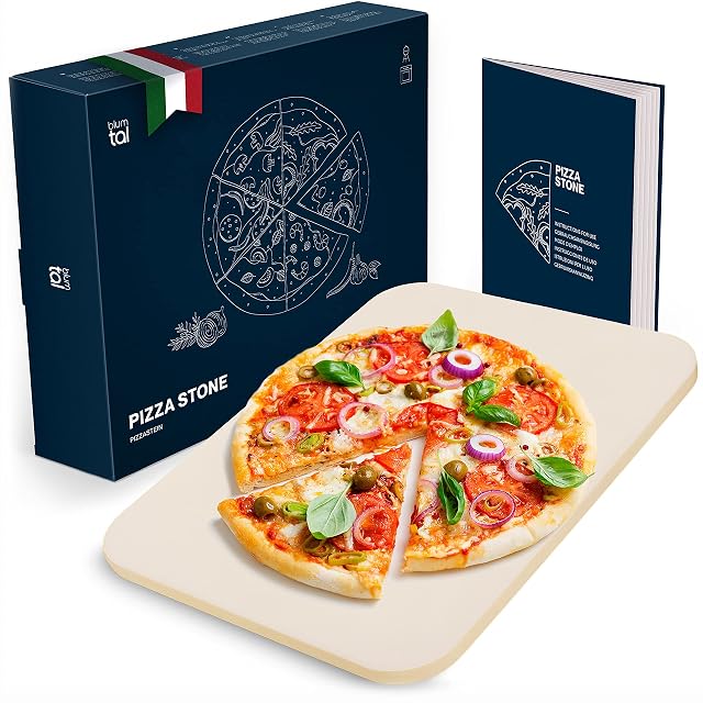 Blumtal rechteckiger Pizzastein aus Cordierit, 38 mal 30 Zentimeter