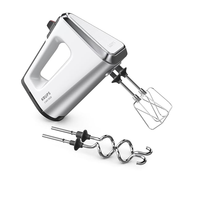 Krups 3Mix 9000 GN9101 Handmixer in Weiß mit Aufsätzen aus Edelstahl