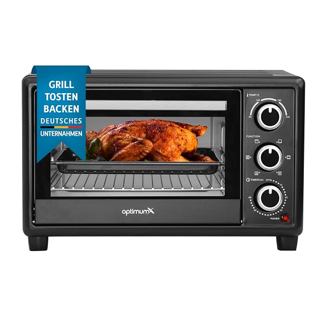 OptimumX Minibackofen mit 20 Litern und Umluft in Schwarz