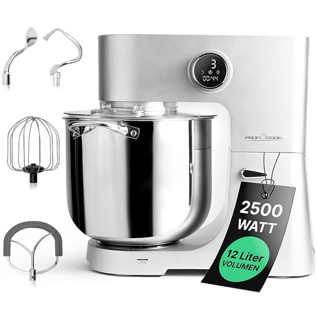ProfiCook PC-KM 1254 Küchenmaschine in Titan mit 12-Liter-Schüssel